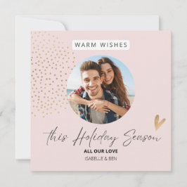 Eenvoudige Festieve Koppel Foto Kerstvakantie Feestdagenkaart