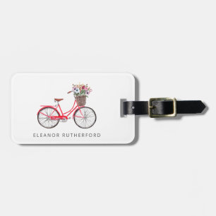 Eenvoudige fiets met bloemen, speciaal gepersonali bagagelabel