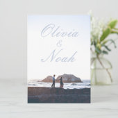 Eenvoudige Film Poster Moderne Blauwe Foto Bruilof Kaart (Staand voorkant)