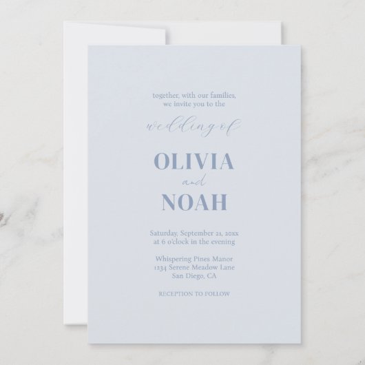 Eenvoudige Film Poster Moderne Blauwe Foto Bruilof Kaart (Achterkant)