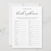 Eenvoudige finish de bruid's zin bruids spel Kaart (Voorkant)