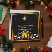 Eenvoudige First Christmas Simple Manager-inspirat Feestdagenkaart