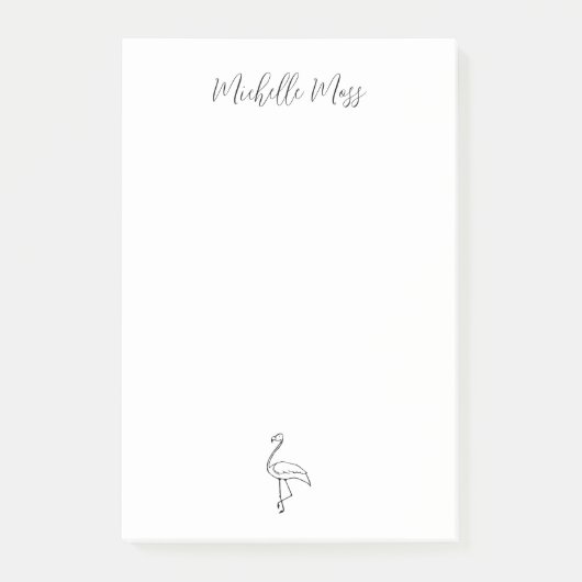 Eenvoudige flamingo elegante tropische gepersonali post-it® notes (Voorkant)