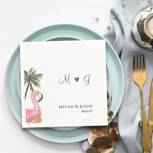 Eenvoudige Flamingo Monogrammed Beach Weddenschap Servet
