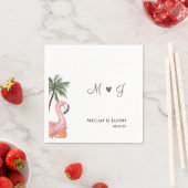 Eenvoudige Flamingo Monogrammed Beach Weddenschap  Servet (Insitu)