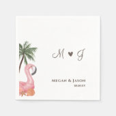 Eenvoudige Flamingo Monogrammed Beach Weddenschap  Servet (Voorkant)