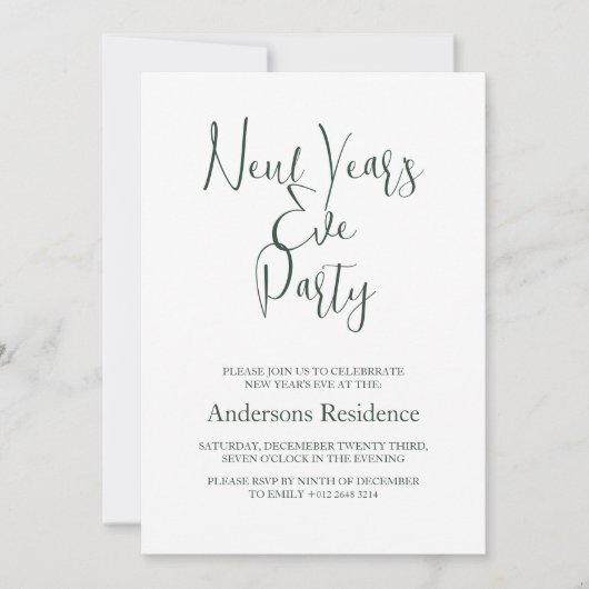 Eenvoudige fles groene oudejaarsfeest kaart (Voorkant)