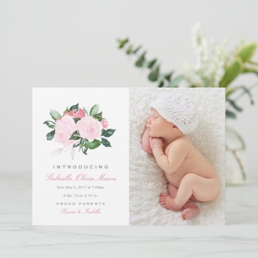 Eenvoudige Floral | Aankondiging van geboorte (Staand voorkant)