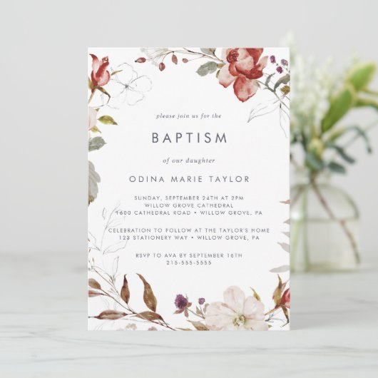 Eenvoudige Floral Baptisme Kaart (Staand voorkant)