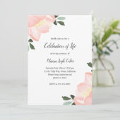 Eenvoudige Floral Blush Pink Celebration of Life Kaart (Staand voorkant)