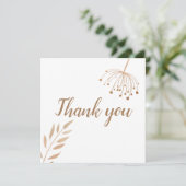 Eenvoudige Floral Botaniqe Gold Foil bruiloft Dank (Staand voorkant)