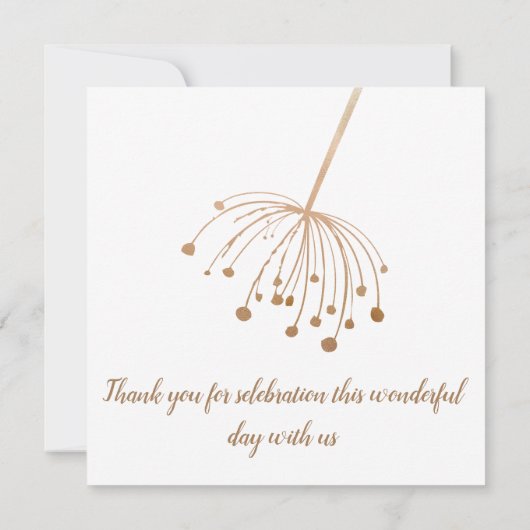 Eenvoudige Floral Botaniqe Gold Foil bruiloft Dank (Achterkant)