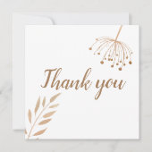 Eenvoudige Floral Botaniqe Gold Foil bruiloft Dank (Voorkant)