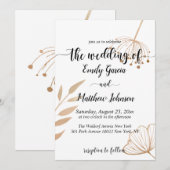 Eenvoudige Floral Botaniqe Gold Foil Wedding Kaart (Voorkant / Achterkant)