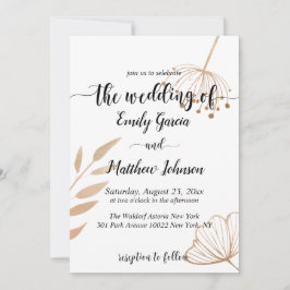 Eenvoudige Floral Botaniqe Gold Foil Wedding Kaart