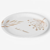 Eenvoudige Floral Botaniqe Gold Foil Wedding Papieren Bordje (Gekanteld)