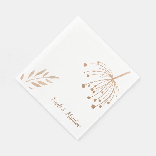 Eenvoudige Floral Botaniqe Gold Foil Wedding Servet (Hoek)