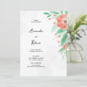 Eenvoudige Floral Botanische bruiloft Kaart (Staand voorkant)