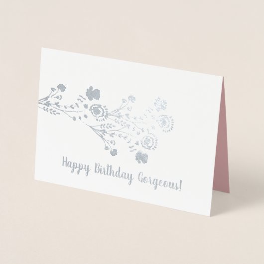 Eenvoudige Floral Botanische Verjaardag Echte Foli Folie Kaarten (Voorkant)