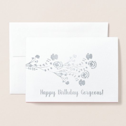 Eenvoudige Floral Botanische Verjaardag Echte Foli Folie Kaarten (Voorkant met envelop)