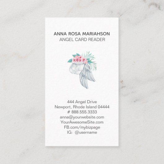 *~* Eenvoudige Floral Bouquet Angel Wing Visitekaartje (Achterkant)