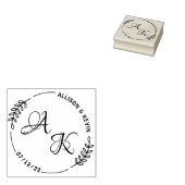 Eenvoudige Floral Couple Monogram Weddenschap Rubb Rubberstempel (Gestempeld)