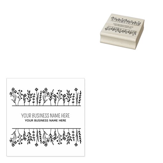 Eenvoudige Floral Custom Bedrijfsnaam Rubberstempel (Gestempeld)