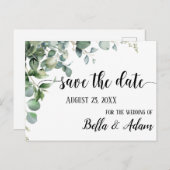 Eenvoudige Floral Eucalyptus Weddenschap Sla de da Briefkaart (Voorkant / Achterkant)