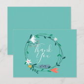 Eenvoudige Floral Garland Script Business Hartelij Briefkaart (Voorkant / Achterkant)