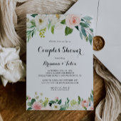 Eenvoudige Floral Green Calligraphy Couples Shower Kaart
