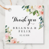 Eenvoudige Floral Green Foliage Calligraphy Weddin Bedankjes Labels (Voorkant)