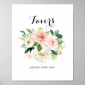 Eenvoudige Floral Green Foliage Favors Sign Poster (Voorkant)