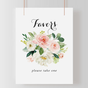 Eenvoudige Floral Green Foliage Favors Sign Poster