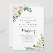 Eenvoudige Floral Green Foliage Front & Back Weddi Kaart (Voorkant)