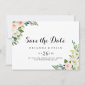 Eenvoudige Floral Green Foliage Horizontal Wedding Save The Date (Voorkant)