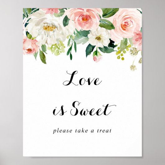 Eenvoudige Floral Green Foliage Love is Sweet Sign Poster (Voorkant)