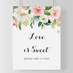 Eenvoudige Floral Green Foliage Love is Sweet Sign Poster