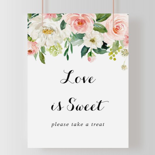 Eenvoudige Floral Green Foliage Love is Sweet Sign Poster