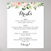 Eenvoudige Floral Green Wedding Drinken Menu Sign Poster (Voorkant)