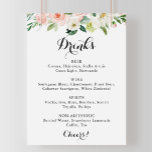 Eenvoudige Floral Green Wedding Drinken Menu Sign Poster<br><div class="desc">Dit simpele bloem-groene trouwmenu drinken is perfect voor een tropische bruiloft. Het ontwerp is voorzien van mooie witte,  roze en bloze handbeschilderde rozen die zijn ingebed in groene bladeren,  inspirerende artistieke schoonheid.</div>