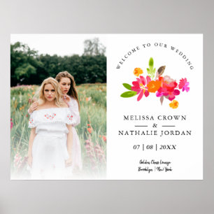 Eenvoudige Floral-LGBT Gegaaureerde paren welkomst Poster