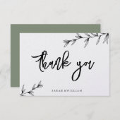 Eenvoudige Floral Line Art Dank u kaart (Voorkant / Achterkant)