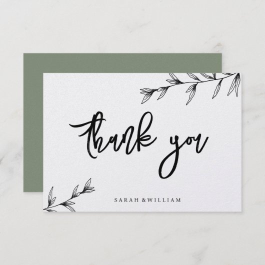 Eenvoudige Floral Line Art Dank u kaart (Voorkant / Achterkant)