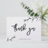 Eenvoudige Floral Line Art Dank u kaart (Staand voorkant)