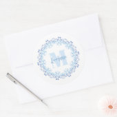 Eenvoudige Floral Monogram Elegant Initiaal Naam Ronde Sticker (Envelop)