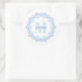 Eenvoudige Floral Monogram Elegant Initiaal Naam Ronde Sticker (Tas)