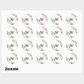 Eenvoudige Floral Monogram Wedding Envelope-zegels Ronde Sticker (Vel)