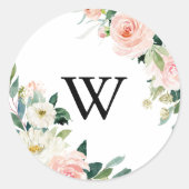 Eenvoudige Floral Monogram Wedding Envelope-zegels Ronde Sticker (Voorkant)