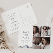 Eenvoudige Floral Mountain 3 Foto Save the Date Uitnodiging Briefkaart