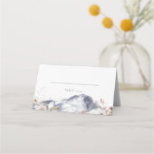 Eenvoudige Floral Mountain Folded Wedding Plaatskaartje (Voorkant)